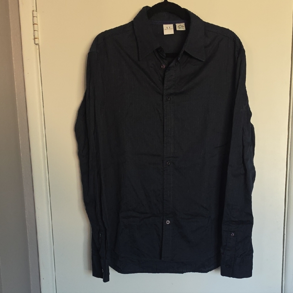 A/X Armani Exchange Men's Long-Sleeve Button Shirt - Black Stripes